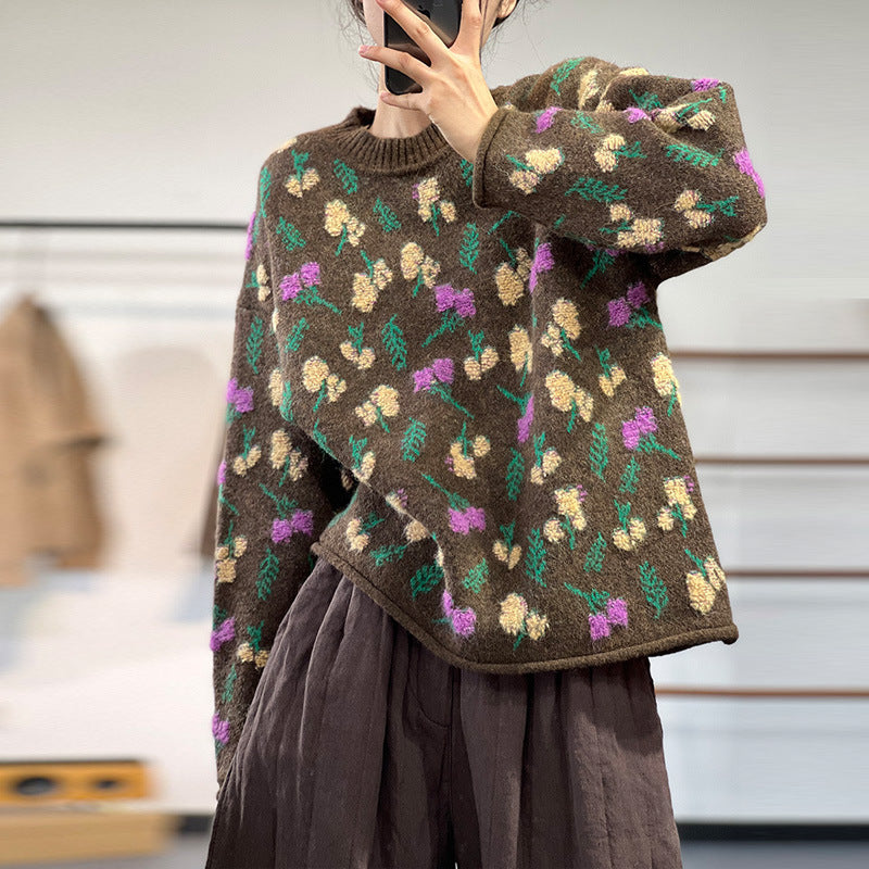 Jacquard Knitted Pullover Sweater