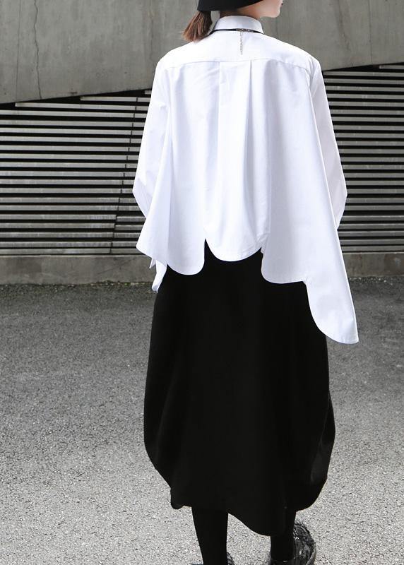 White Cotton Clothes for Asymmetric Hem Summer Shirts
