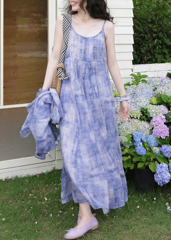Purple Tie Dye Cardigans and Spaghetti Strap Dress Two Pieces Set Spring