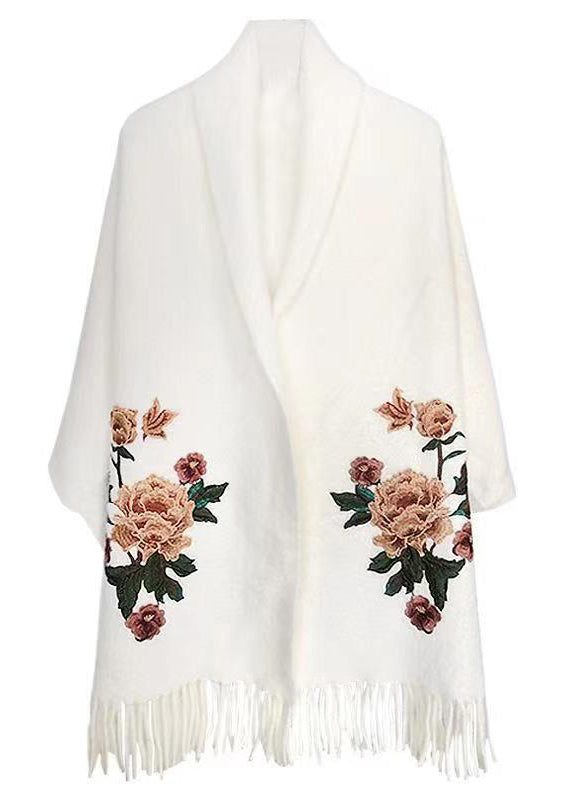 White V Neck Tasseled Patchwork Mink Velvet Cardigans Fall