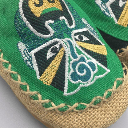 Peking Opera Facial Embroidered Flats Home Slippers