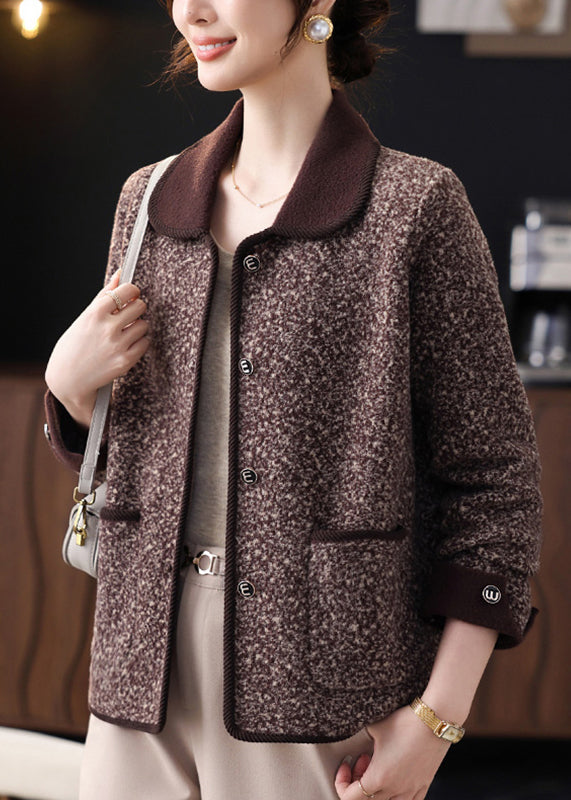 Coffee Print Pockets Coat Bracelet Sleeve