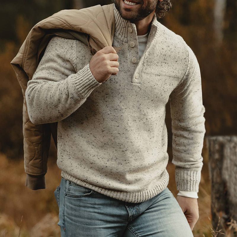 Men's Scotland Wool Knit Vintage Button Turtleneck Sweater artswardrobe