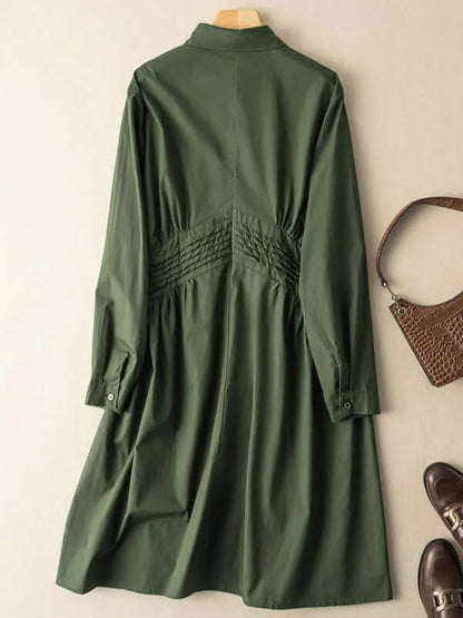 Classic High-waisted Mid-length Loose Shirt Dress