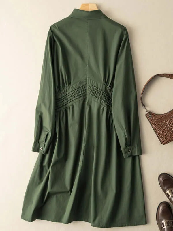 Classic High-waisted Mid-length Loose Shirt Dress