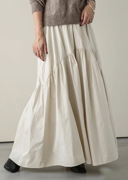 White Exra Large Hem Patchwork Cotton Skirt Summer