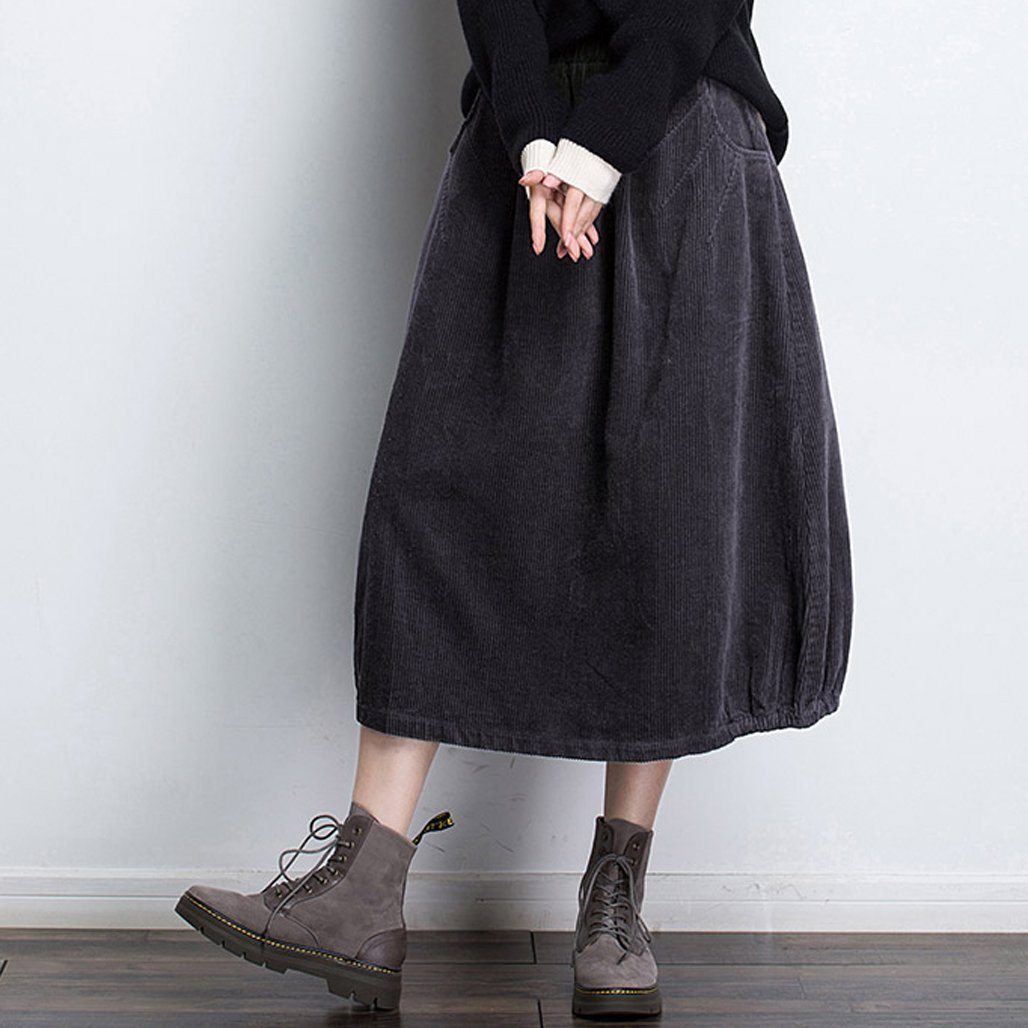 Cozy Autumn Winter a Word Corduroy Skirt