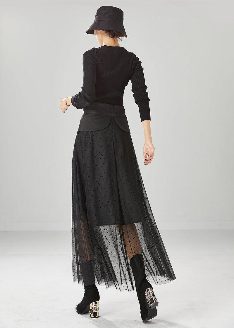 Black High Waist Silm Fit Tulle Skirts Summer