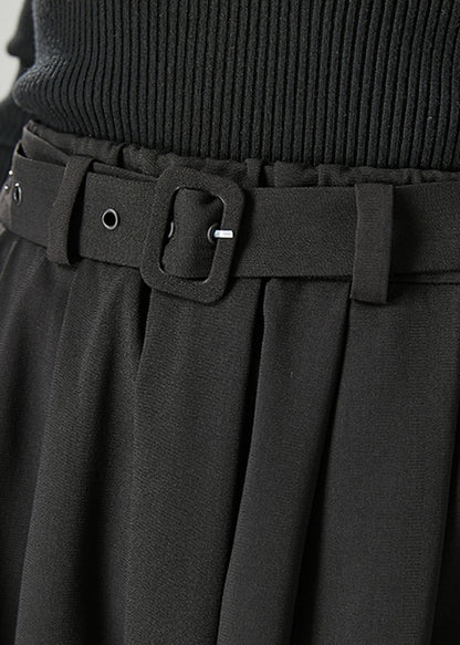 Black Exra Large Hem Cotton Skirt Fall
