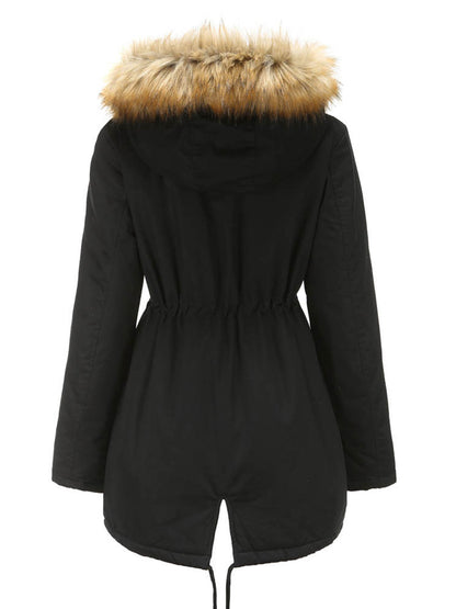 Coat Street Daily Winter Plush Long Coat Color Oversized Fur Warm Coat