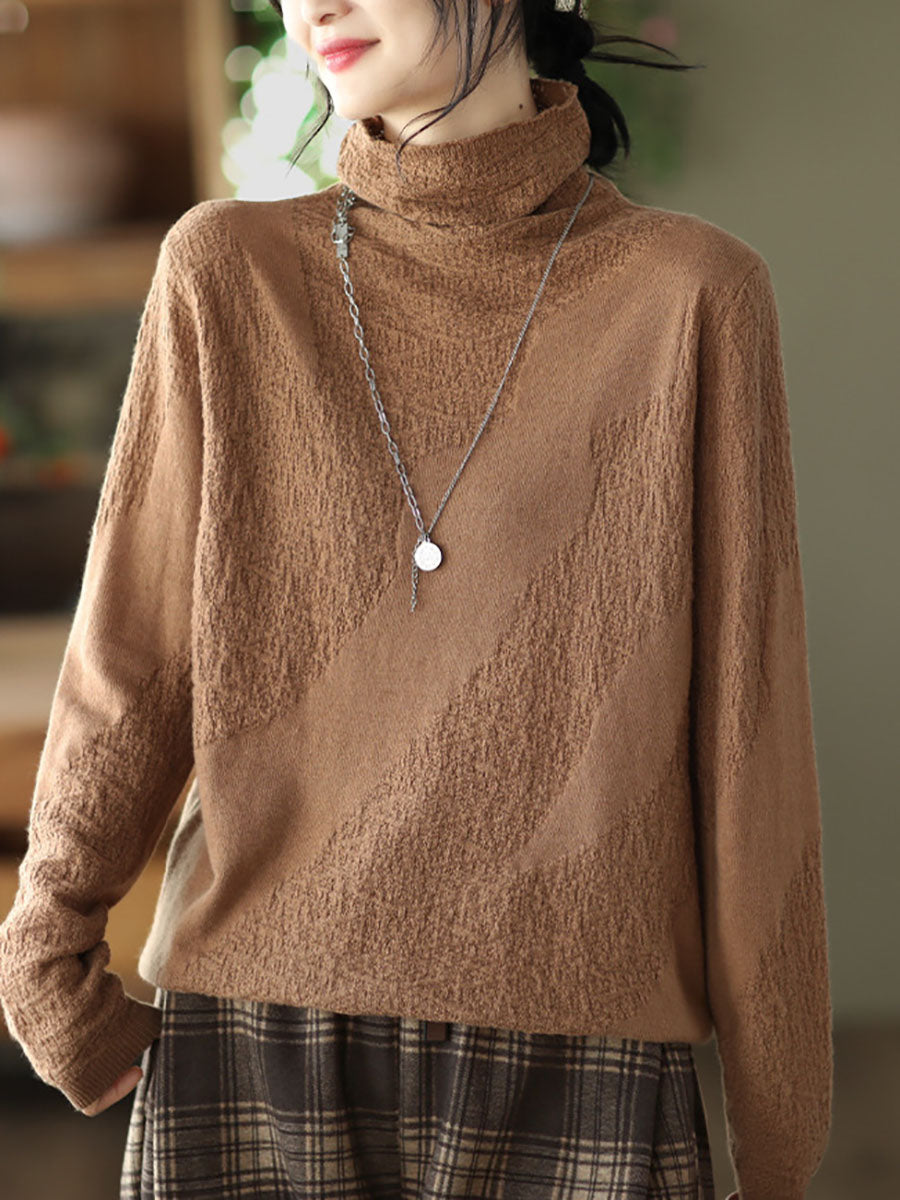 Jacquard Turtleneck Loose Sweater