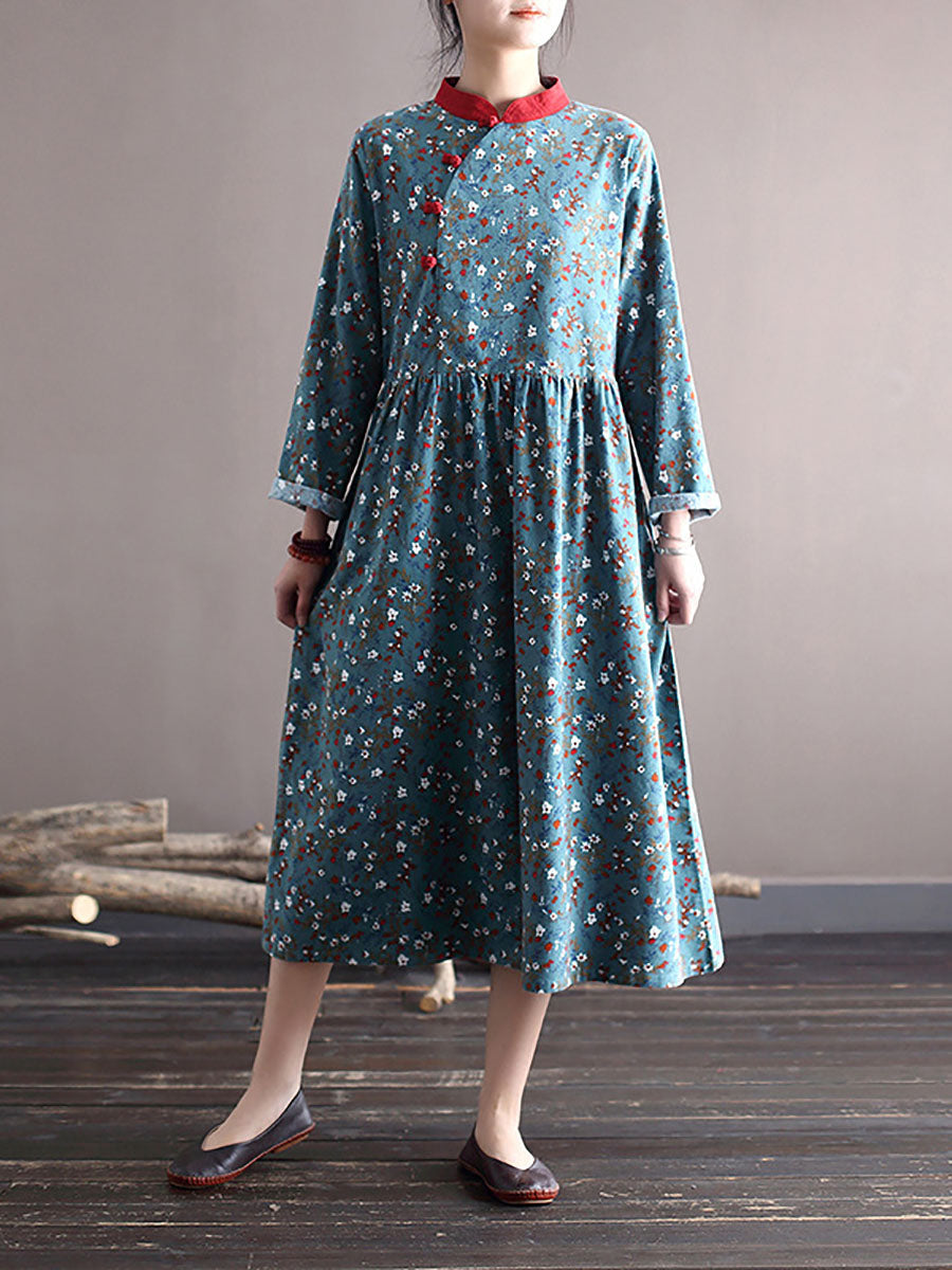 Spring National Style Frog Loose Dress