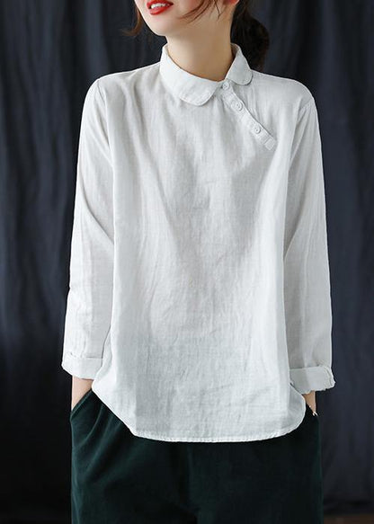 White Clothes Lapel Button Down Spring Blouses
