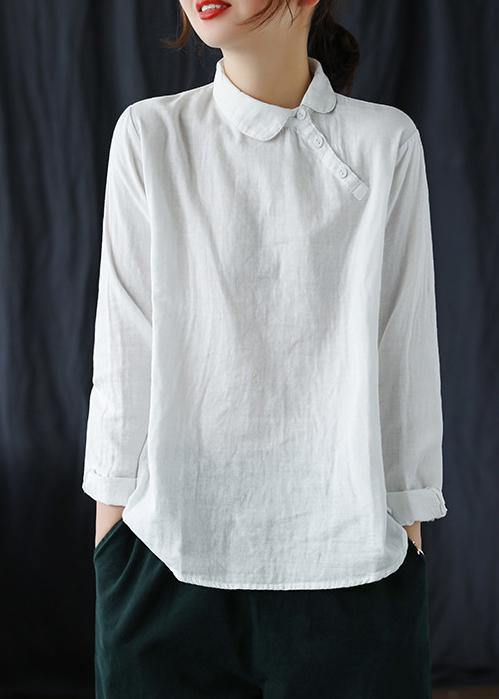 White Clothes Lapel Button Down Spring Blouses