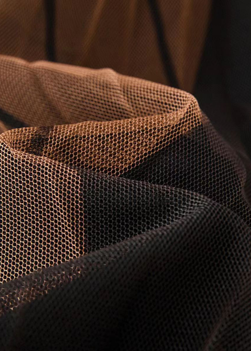 Coffee Gradient Elastic Waist Pleated Skirt Spring