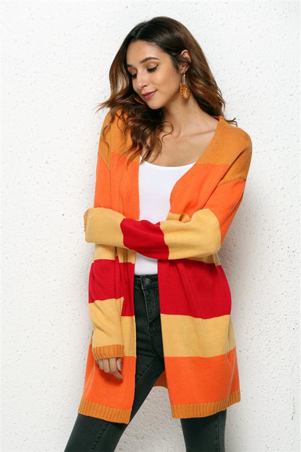 Harvest Season Striped Knit Cardigan