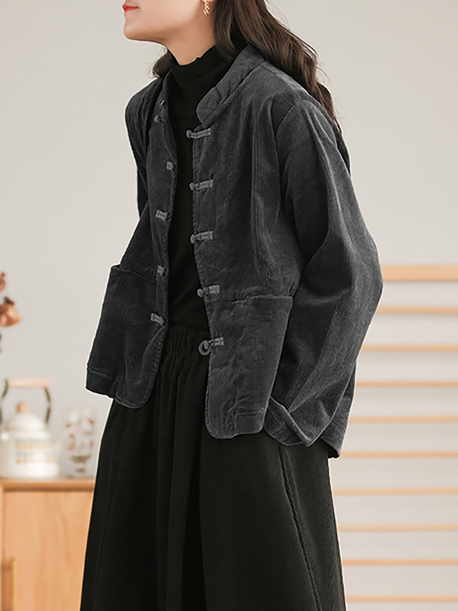 - Corduroy Breasted Pocket Coat