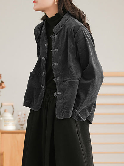 - Corduroy Breasted Pocket Coat