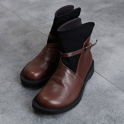 Cozy Leather Paneled Flats Martin Boots