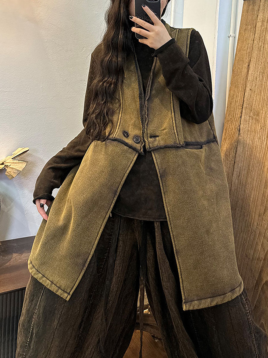 Winter Thick Button Long Waistcoat