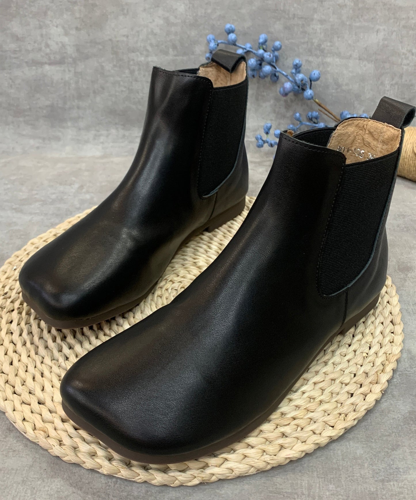 Simple Camel Splicing Cowhide Leather Ankle Boots