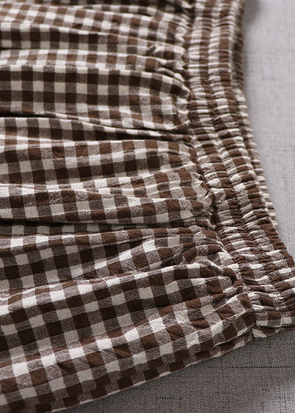 French Red Plaid Side Open Tie Skirt Spring