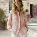 Women's Vintage Floral Lace Embroidery Art  Shirt elevenforest