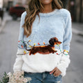 Dachshund Tangled In Lights Christmas Cozy Plush Sweater artswardrobe