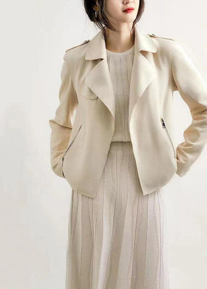 White Peter Pan Collar Pockets Patchwork Cotton Jackets Fall