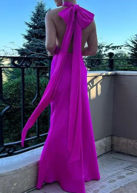Rose Backless Halter Party Dress Summer