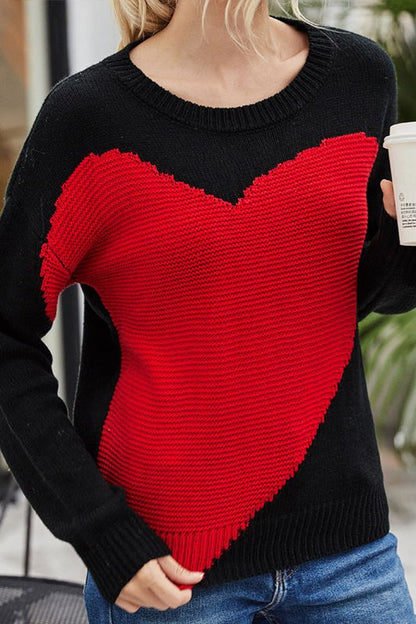 Heart-shaped Printed Sweater