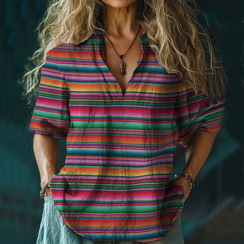 Bohemian Cinco De Mayo Art Linen Short Sleeve T-shirt elevenforest