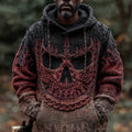 Halloween Skull Gradient Vintage Knitted Hooded Sweater artswardrobe
