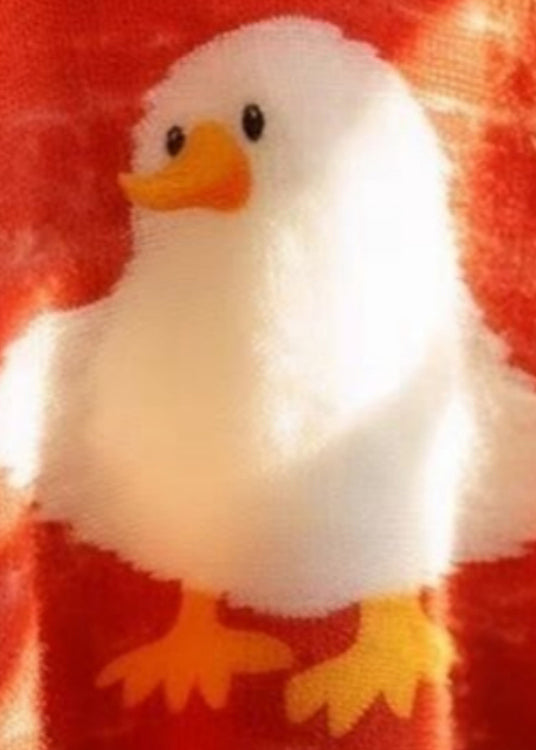 Red O Neck Little Duck Cotton Knit Sweaters Long Sleeve