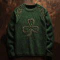 Vintage Irish Clover Pattern Cozy Knit Sweater artswardrobe