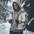 Men's Viking Style Knitted Jacquard Hooded Sweater artswardrobe