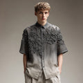 Men's Floral Lace Embroidered Gradient Linen Shirt elevenforest