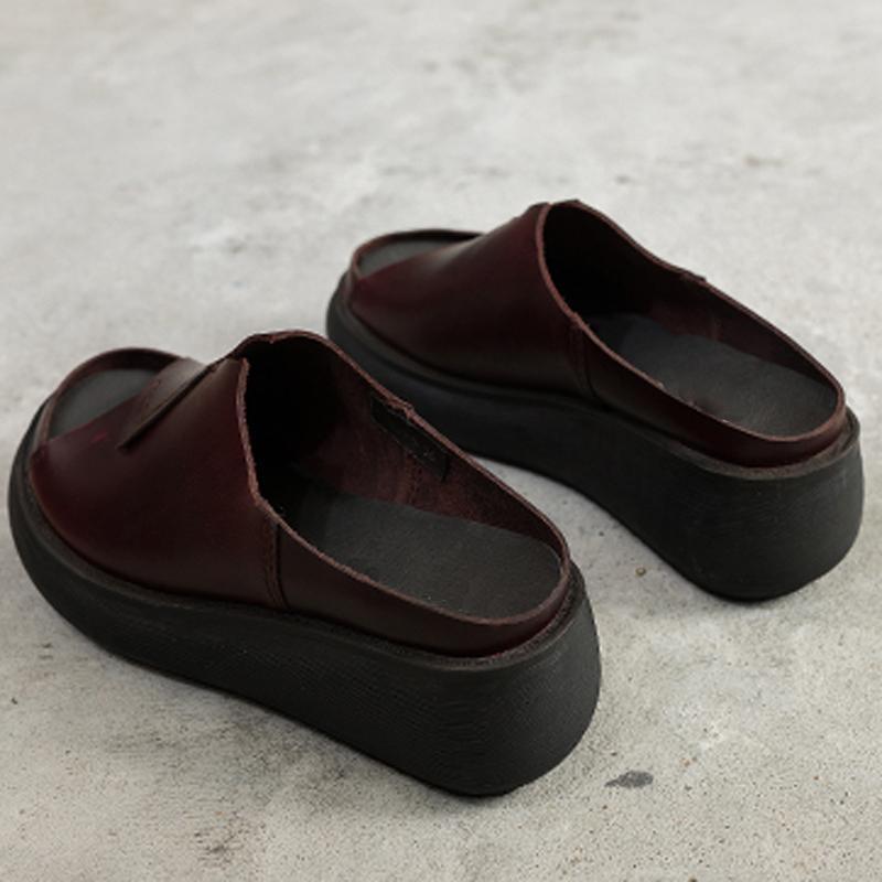 Sewing Platform Leather Slippers
