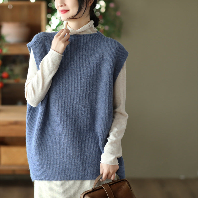 Temperament Loose Sleeveless Pullover Vest Literary Color Vest