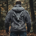 Men's Dragon Viking Chunky Knit Hooded Sweater artswardrobe