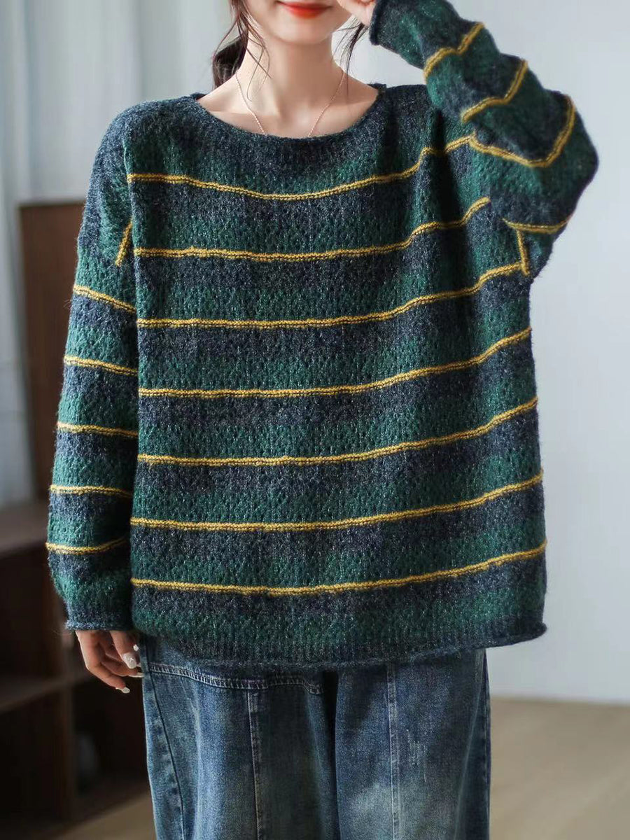 Striped Long Sleeve Loose Sweater