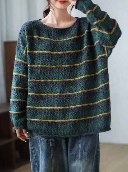 Striped Long Sleeve Loose Sweater