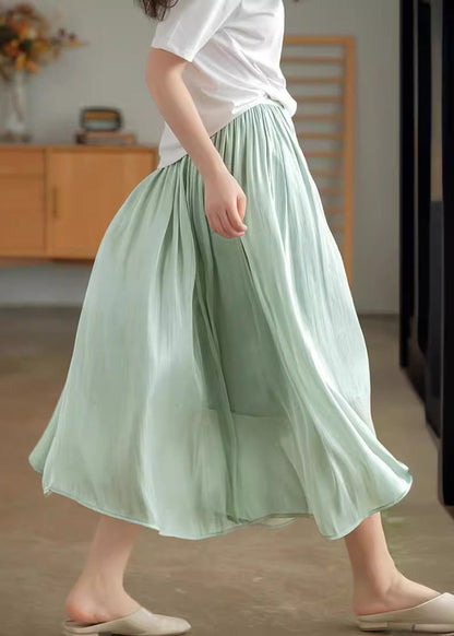 Apricot Elastic Waist Exra Large Hem Silk Skirts Summer