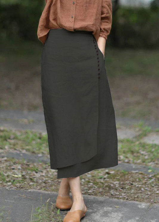 Boutique Black Asymmetrical Design Elastic Waist a Line Skirts Spring