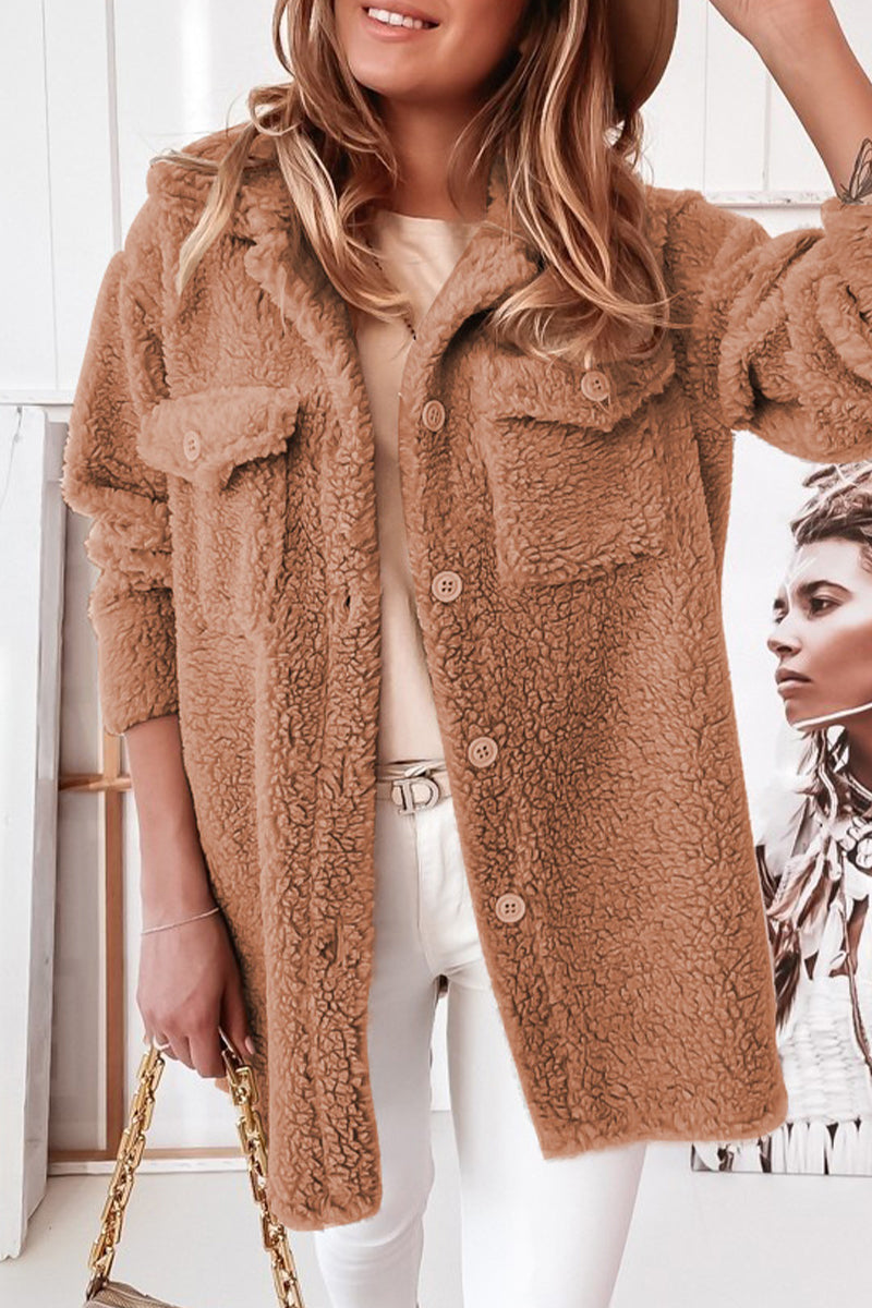 Street Pocket Buckle Shirt Collar Outerwear