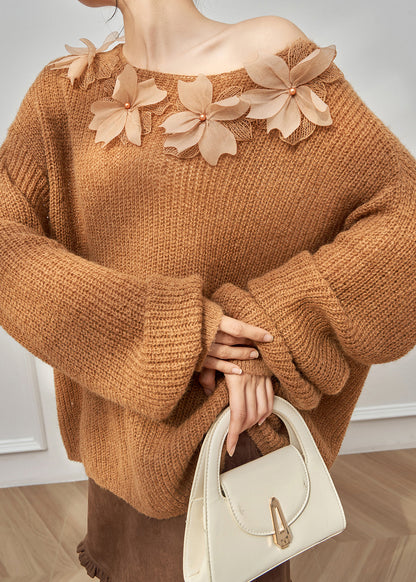 Loose Caramel Cozy Knit Sweater Top Fall