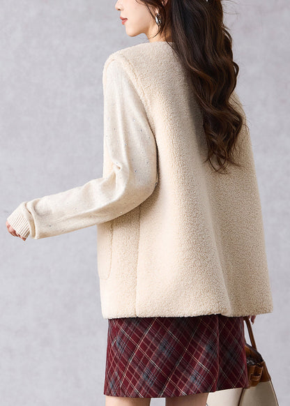 Beige Pockets Cozy Faux Fur Waistcoat Winter