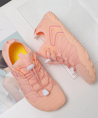 Pink Cotton Fabric Flat Shoes Splicing Cross Strap