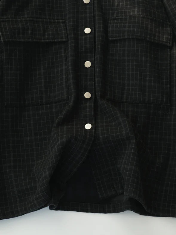 Loose Plaid Print Single Breasted Coat