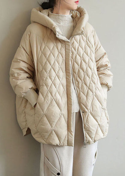 Khaki Zip Up Duck Down Winter Down Coat